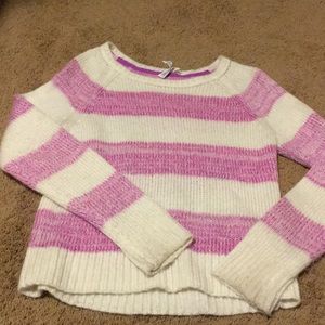 White and pink striped sweater